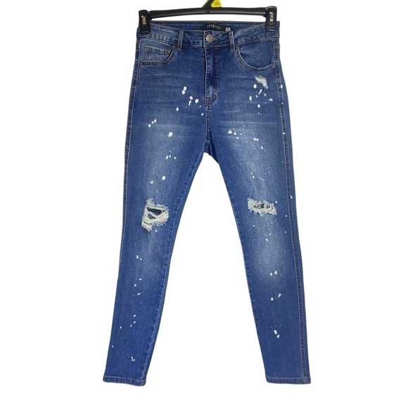 one 5 one Denim - One 5 One women's size 6 (28) distressed mid rise splatter skinny denim jeans